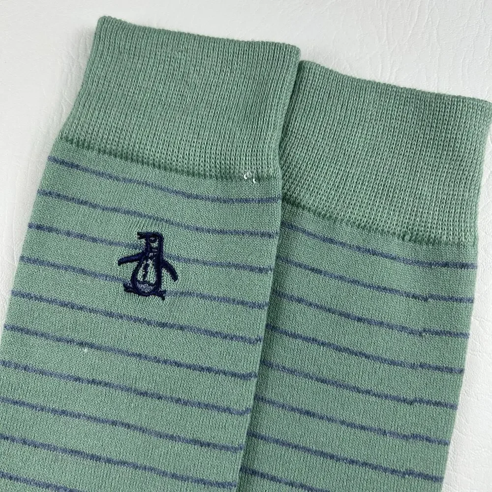 Original Penguin Men’s Green Stripe Crew Dress Socks 1 Pair